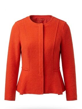 Zara Basic Textured Orange Peplum Jacket - Size S